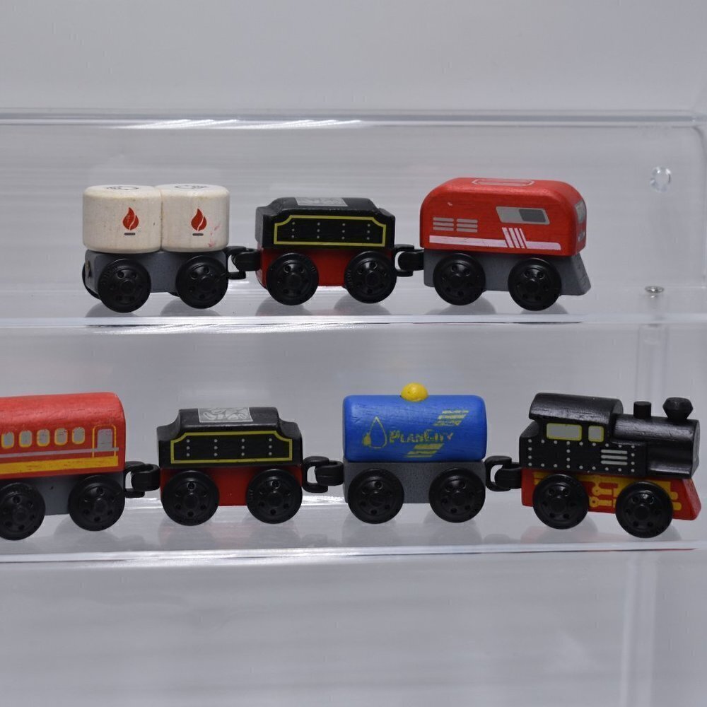 PlanCity Wooden Trains Engine Locomotive and Tenders Lot of 7